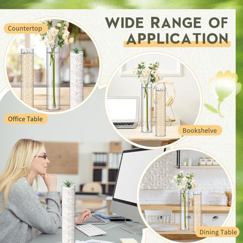 Nuogo 12 Pcs Clear Acrylic Cylinder Vases Wedding Centerpieces,16 Inch