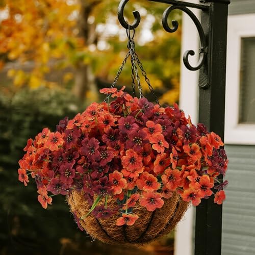 Geegoods Artificial Mum Flowers for Outdoors, 16 Bundles UV Resistant