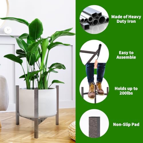Airpark Adjustable Metal Plant Stand Dark Brown Color with Modern Design