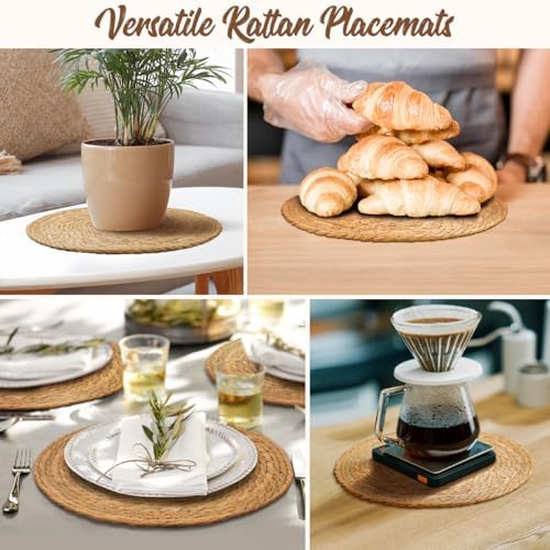 BAVIFY 13" Round Woven Placemats Set of 4, Plate Chargers for Dining Table