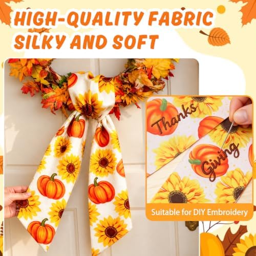 PHOGARY Fall Wreath Sash for Front Door Linen Porch Garland Home Decor