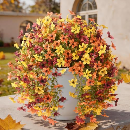 Homsunny Artificial Fake Mums Fall Flowers for Outdoor Decoration
