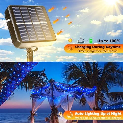 Joomer Solar Fairy Lights, 2-Pack Total 80FT 240LED String Lights, Blue