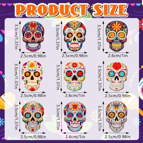 36Pcs Skull Ornaments Double Side Dia De Los Muertos Hanging Decor