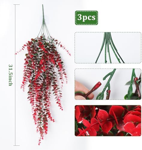 RECUTMS Hanging Artificial Plants Fake Vines Hanging Eucalyptus Leaf Plants