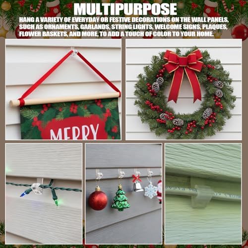 Amyhill 50 Pcs Vinyl Siding Hooks Christmas No Hole Light Hanger,Plastic