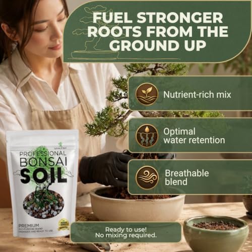 Professional Bonsai Soil Mix Ready to Use Extra Large 8.2 Quarts, Premium Potting Soil for Bonsai Trees, Fast Draining Blend Lava Limestone Pearock Calcined Clay Pinebark Indoor Outdoor Made in USA