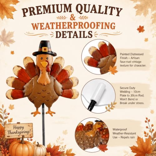 Shimeyao 6 Pcs Thanksgiving Planter Stakes Fall Pumpkin Garden Stakes