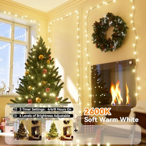 LitHome Color Changing Christmas String Lights Connectable, 66Ft 200 LED