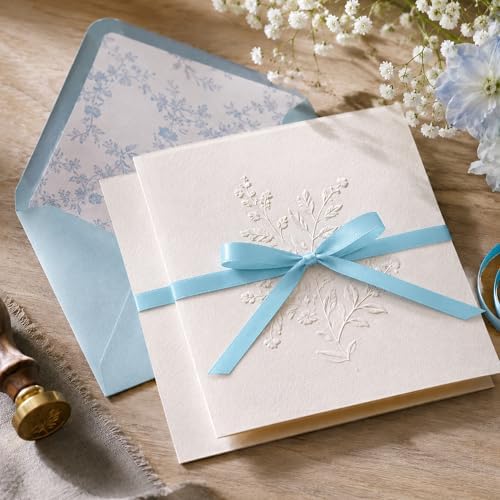 30Yards 3/8In Thin Lake Blue Ribbon for Flower Bouquet Birthday Graduate