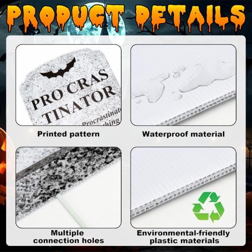 6 Pcs 16.1" Weatherproof Halloween RIP Tombstone Yard Decor with Stakes