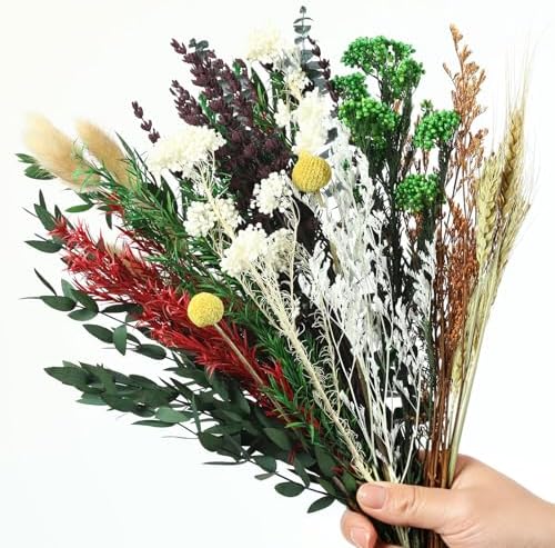 12 Kinds Dried Flower Bouquet, 17" Rustic Boho for Fall Wedding Decorations
