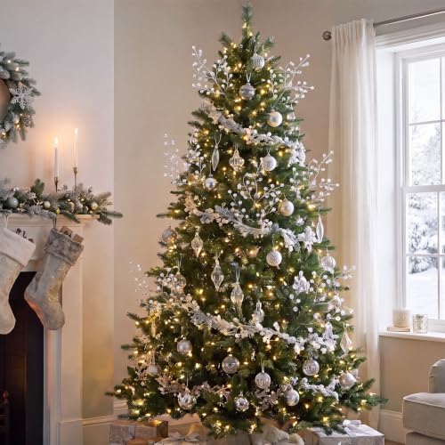 Suncalla 11.8" Crystal Picks for Christmas Tree Branches, Silver, 6 Pcs