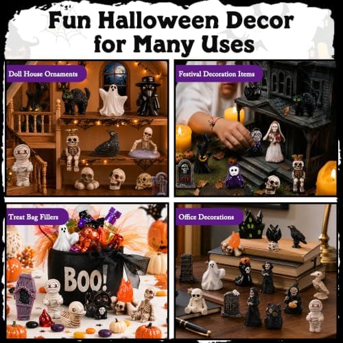 DIYDEC 60pcs Halloween Resin Miniatures Mini Ghost Skull Figures