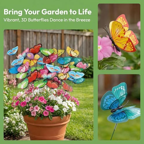 30PCS Butterfly Decorations Outdoor Butterfly Garden Picks for Garden Decor