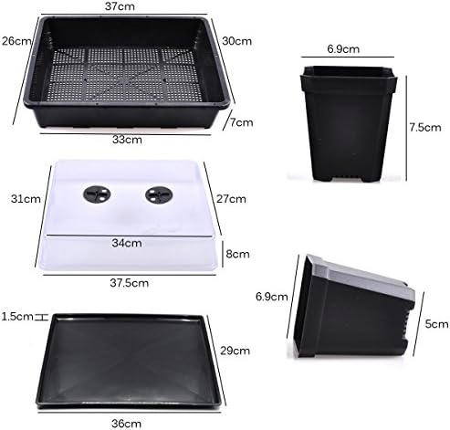eZAKKA 14.6" x 11.8" Seed Starter Tray Kit with Dome, 20 Cells, Black