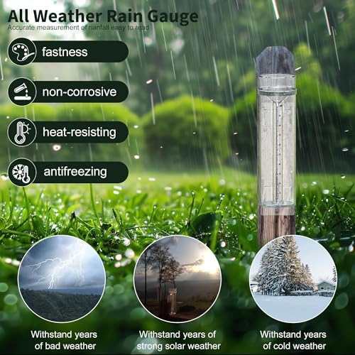 Outdoor Rain Gauge, 1/100 Inch Precise Read, UV Heat Resistant