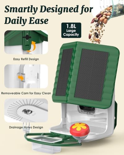 Smart Bird Feeder with Camera Solar Powered 2K Video AI Identify 32GB Card