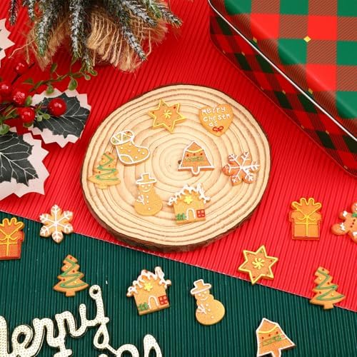 JUNEBRUSHS 50 Pcs Christmas Mini Resin Gingerbread Man, Fake Gingerbread Christmas Figurines Gingerbread Men Embellishment for Xmas Holiday DIY Crafts Decor