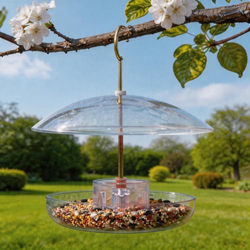 8" Mini Plastic Rain Cover for Bird Feeder, 2-Pack Clear Weather Guard Dome