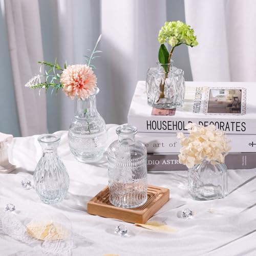 Fixwal 18 Pack Small Bud Vases for Centerpieces, Clear Vases for Flowers