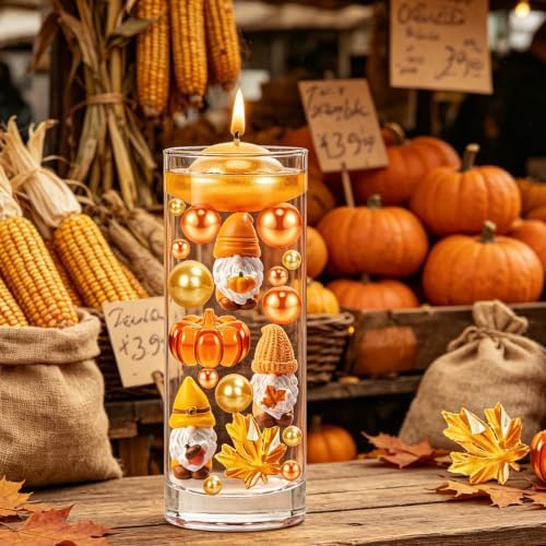 216PCS Fall Vases Fillers Pumpkin Maple Autumn Dwarf Orange Yellow Beads Table Party Festive Decoration