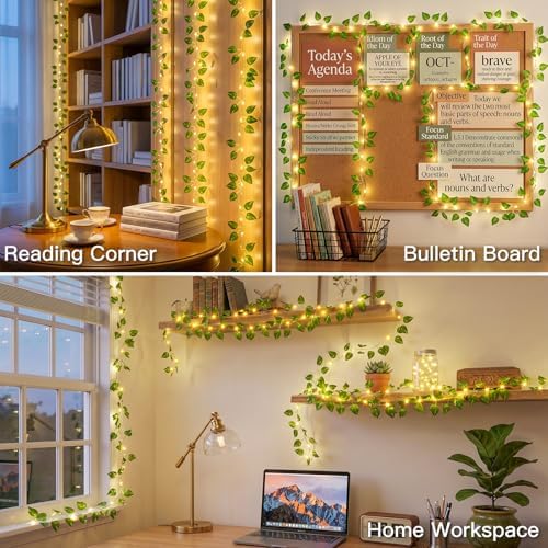 suddus 33FT 100LED Pothos Vine Fairy Lights Battery Operated Copper Wire