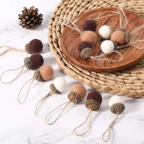 Boao 18 Pcs Felt Acorn Ornaments Fall Thanksgiving Wool Acorn Ball Decor