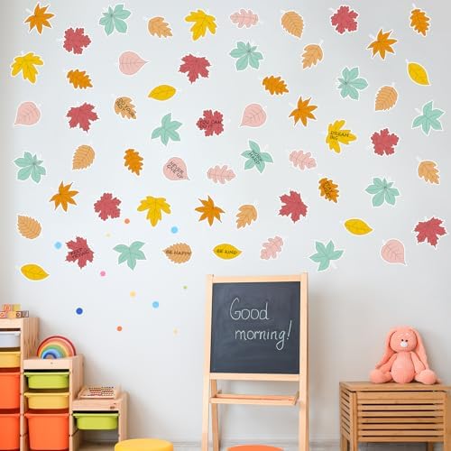 Pajean 60 Pcs Boho Fall Leaves Paper Cutouts Thanksgiving Maple Leaf Decor