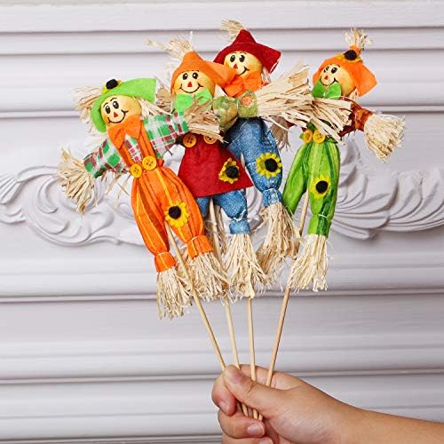 Blulu 4 Pcs Scarecrows Fall Decor, 13.34" Halloween Scarecrow Decorations