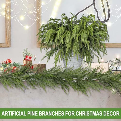 Artgar 30 Pcs Pine Branches - 18 Inch Artificial Green Pine Stem