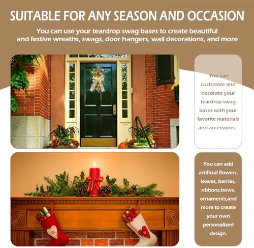 15 Inch Grapevine Swag Wreath Base, Natural Vine Frame, 6 Pack