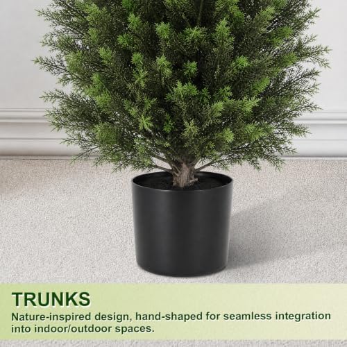 VIVATREES 4FT Artificial Topiary Cedar Trees, UV-Resistant Faux Evergreen Outdoor Plants, Artificial Pine Tree for Outdoor Front Porch Patio Entryway Decor, Set of 2