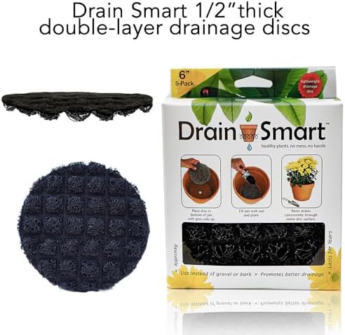 Drain Smart 3D Mesh Planter Pot Drainage Insert Disc – Made in USA – Keeps Soil in, Lets Water Drain Out – Cleaner, Lighter Alternative to Gravel for Indoor & Outdoor Planters (9" – 2 Pack)