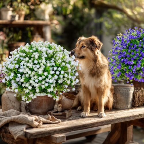 AXYLEX Artificial Flowers for Outdoors, 12 Bundles Fake Plants (White)