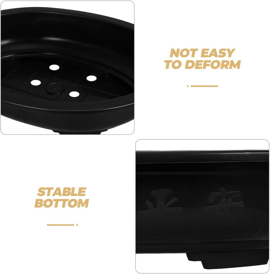 4Pcs Oval Plastic Bonsai Flower Pots with Drainage Practical Gardening Containers for Home Office Balcony Nursery and