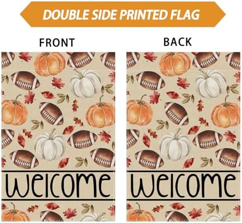 Football Pumpkin House Flag Large Double Sided Yard Decor 28X40In