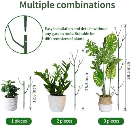 Yhtpouqe 12 Pack Plant Support Stakes, Plant Stakes for Indoor and Outdoor Plants. 39.37inch Plant Sticks with Extension Poles, Plant Clips, Plant Ties for Potted Monstera Plants, Climbing Plants