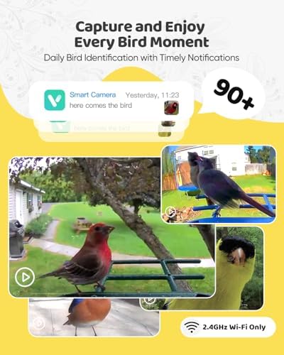 Smart Bird Feeder with Camera Solar Powered, 2K Live Stream for Backyard