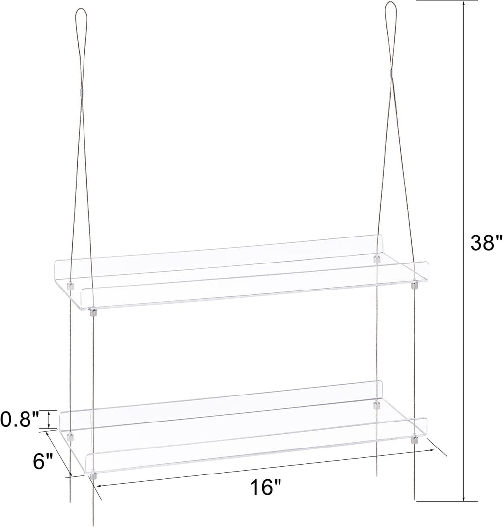 Sumerflos 2-Tier Acrylic Window Boxes Plant Shelves for Window of Kitchen, Bedroom, Living Room, 16 Inch Wall Flower