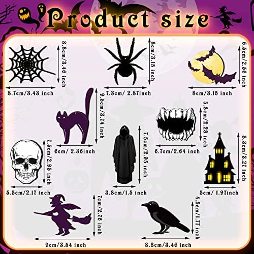 Jetec 30 Pcs Halloween Wood Ornaments Gothic Halloween Tree Decorations
