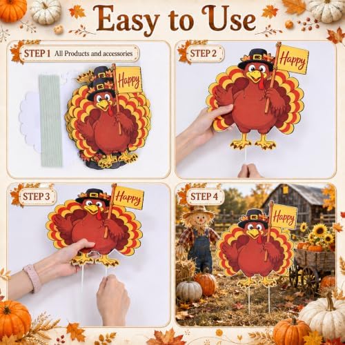Turkey Yard Decorations Outdoor, Fall Harvest Yard Signs with Stakes Decor