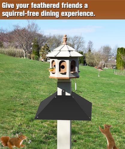 Queension 17 Inch Metal Squirrel Baffle for 4x4 Post and Wooden Pole, 2pcs