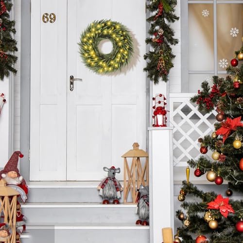 Norfolk Pine Christmas Wreath for Front Door Decoration, 2 Pack