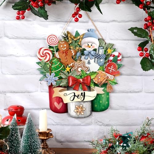 Boao Christmas Welcome Door Hanger, Snowman Door Sign Decor