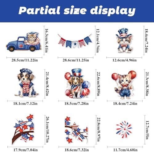AhfuLife USA 4th of July Window Clings for 250 Years Anniversary, 9 Sheets America Patriotic Themed Window Stickers for Independence Day, Home Office Party Decorations(Style A)