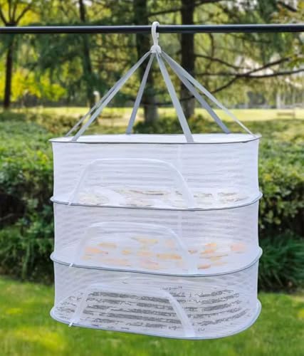 3 Layer Hanging Herb Drying Rack with Foldable Mesh Design