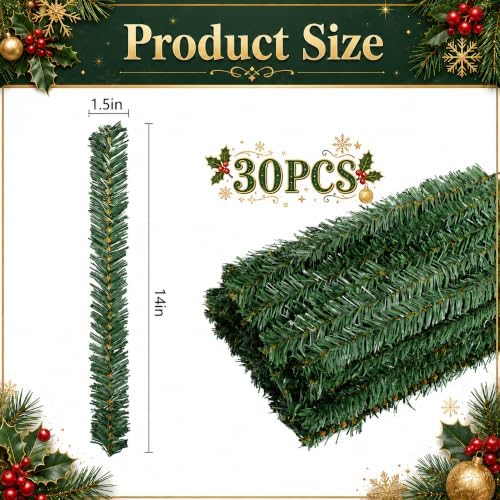 30 Pcs Christmas Artificial Pine Wire Hangers, Flexible Xmas Garland Ties