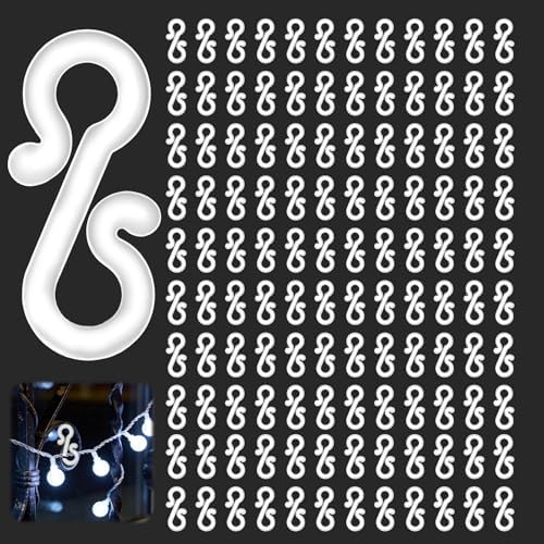 120 Pcs Gutter Hooks for Outdoor Lights, Christmas Light Clips for Gutter and Shingle Mounting, Weatherproof S-Clips for String Rope and Icicle Bulbs, Easy Installation