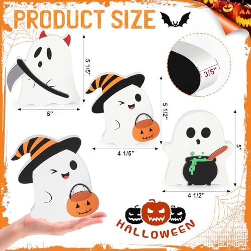 COCHIE 3 Cute Ghost Halloween Decorations Indoor Set Ghosts Table Sign